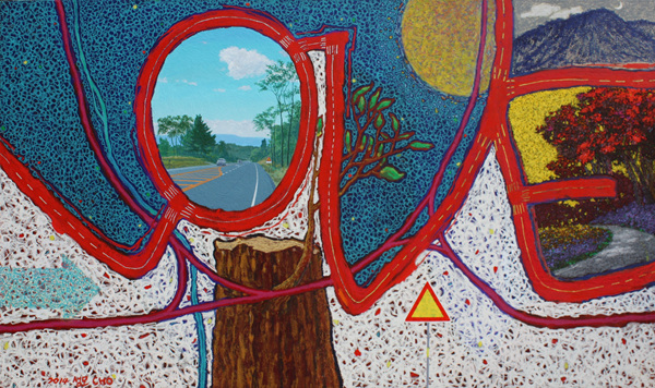 Along the Road - Love Road (Route 300) _ Mixed Media on Canvas _ 76 1_2” x 45 1_2” _ 2015x.jpg