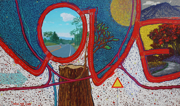 Along the Road - Love Road (Route 300) _ Mixed Media on Canvas _ 76 1_2 x 45 1_2 _ 2015x.jpg