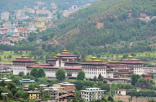 The Tashichho Dzong in Thimphu is the seat of the Bhutanese government since 1952..jpg